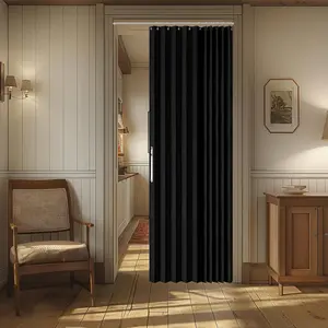 Blackout Magnetic Door Curtain Accordion Doors Interior Closet Door Curtain Invisible Applicable Bedroom Room Living Room Doorway (Black 42" W x 78" L) 1 Panel