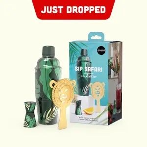 OTOTO Sip Safari Jungle Cocktail Shaker Set - 3-Piece Professional Bar Set with Built-in Strainer | Unique Lion Cap Design | High-Quality Stainless Steel & BPA-Free | Perfect Gift for Home Bartenders & Party Lovers | TikTok Must-Have
