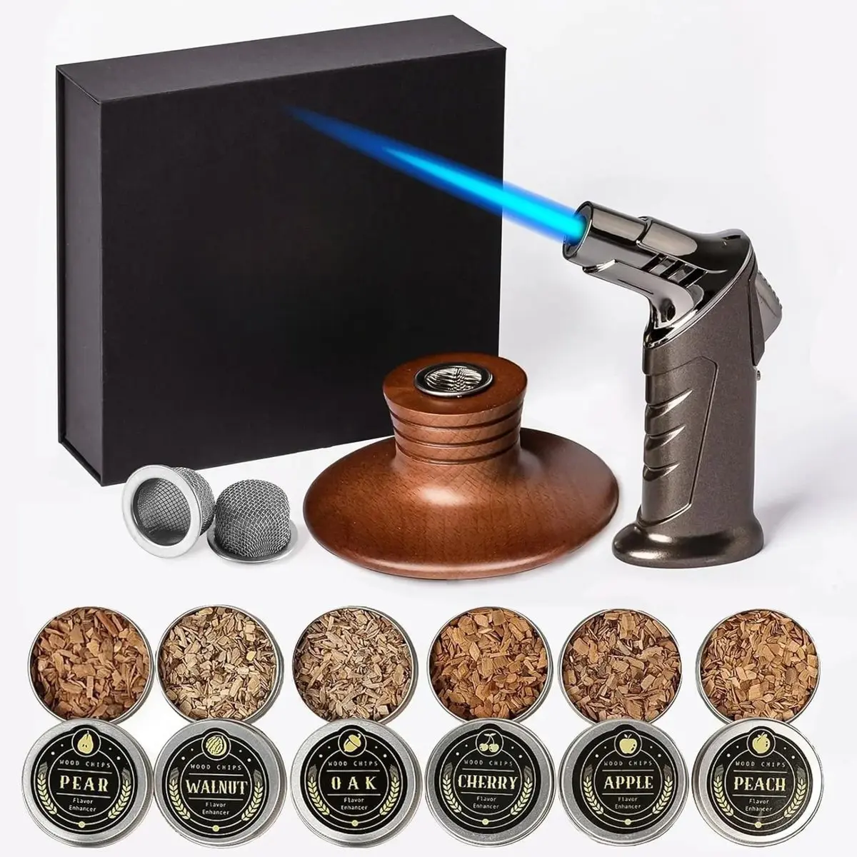Bourbon Gifts for Men - Cocktail Smoker Kit with Torch and Wood Chips for Whiskey and Bourbon, Old Fashioned Cocktail Kit, Whiskey Gifts, for Dad, Husband and Cocktail Lovers