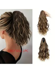 High Quality Water Wave Curly Hair Ponytail Extension for Women with Small Claw Clip Easy High Ponytail Styling Short Curly Hair Accessory Cloud Perm Texture Curly Ponytails