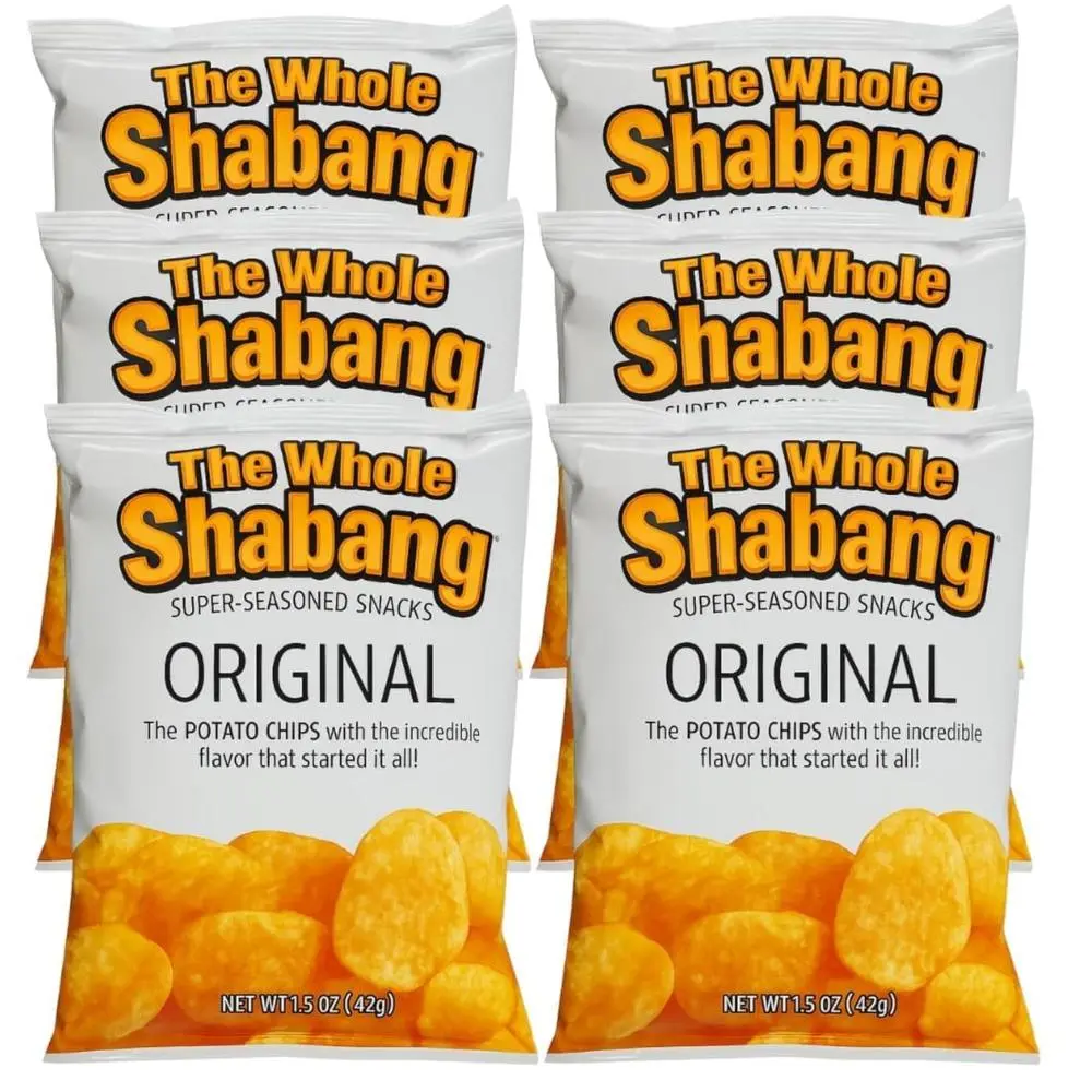The Whole Shabang Original Potato Chips - 1.5oz Fried Super Seasoned Crispy Crunchy Snacks, 140-Calorie On-the-Go Snack Packs (6-Pack, for Adults & Parties), Six Packs