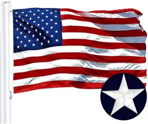 US American Flag Outdoor Heavy-Duty Nylon with Brass Grommets Embroidered Stars Stitched Stripes Durable Patriotic Banner for Home Yard Garden