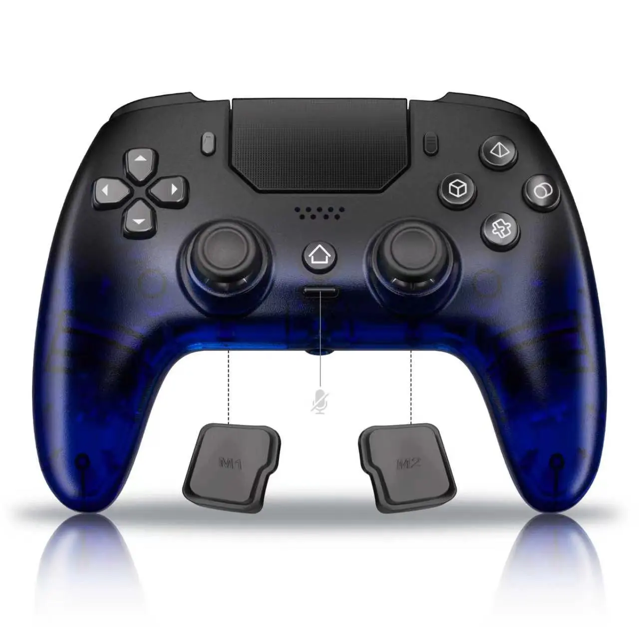 YUYIU Hall effect Wireless Controller for PS5/PC – Programmable Macro Back Buttons,  6-Axis Gyro, Dual Vibration, Turbo, Touchpad, Bluetooth 5.0, 3.5mm Audio & Mic