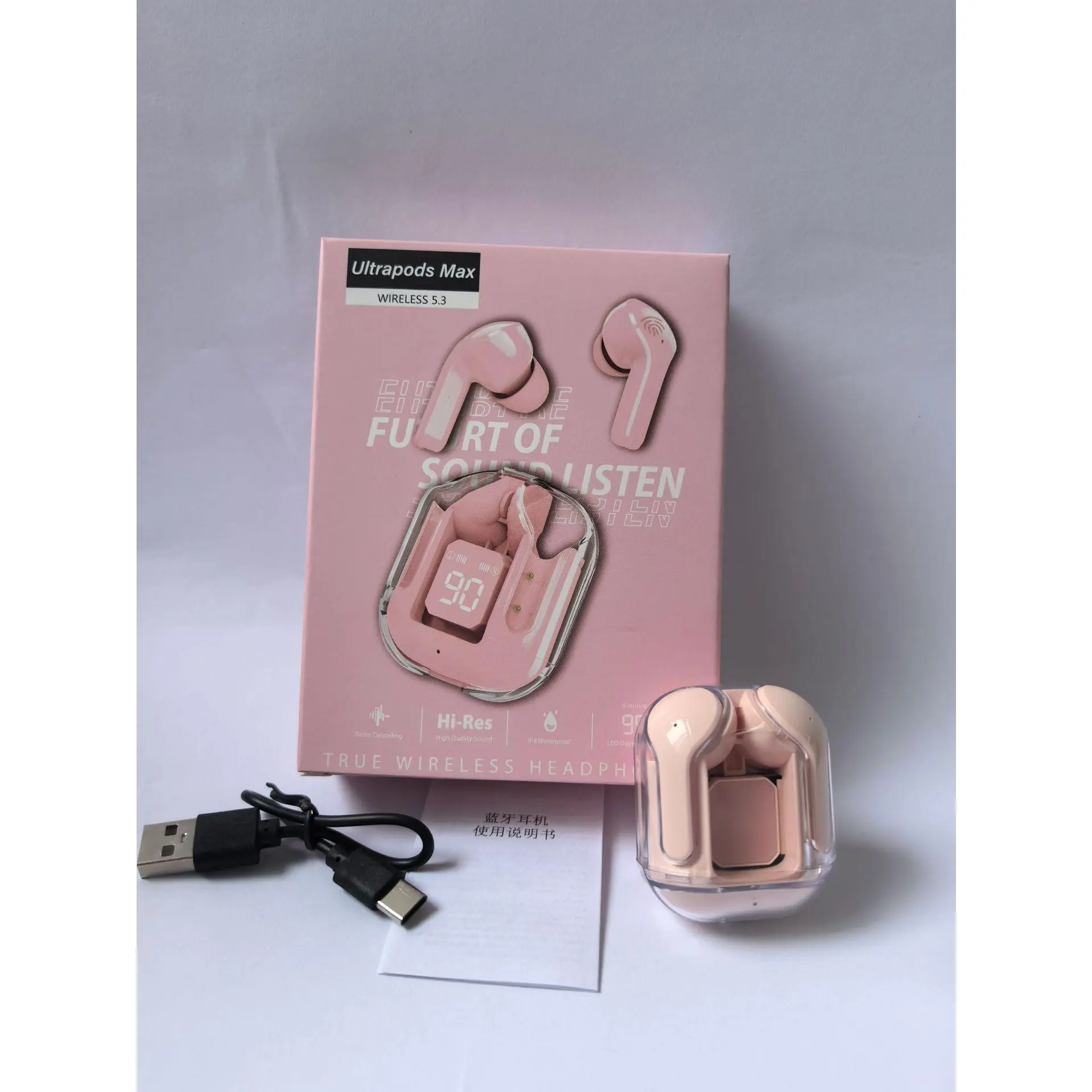 1 complete set of headphones with packaging (pink)