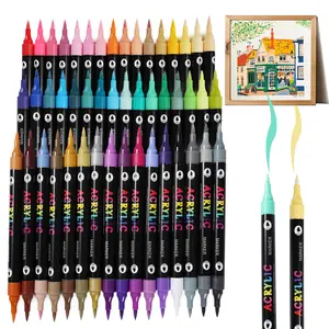 96/120 Colors Dual-Color Acrylic Paint Markers, Double Tips Brushes for Rocks, Eggs, Wood, Canvas, Plastic, Glass, Ceramic Art Projects Paint Pen, Acrylic Paint Pens, Acrylic Painting Pen
