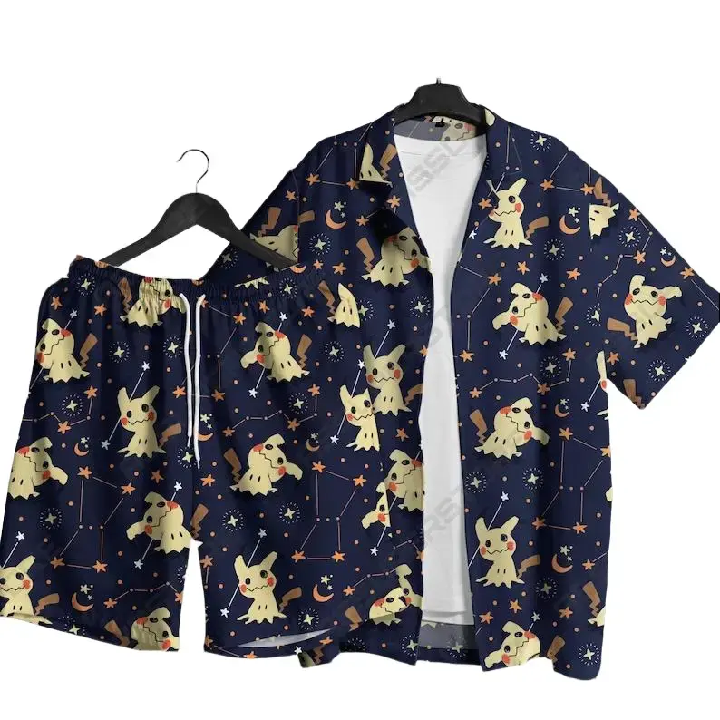 Mimiky PKM poke Set Hawaiian Shirt mon For All Ages Tropical Button Up Shirt Unisex Summer Outfit Cute Beach Shorts  Retro Pattern Shirt Gifts Limited Drop 2026 – Cute Anime Hawaiian Shirt (Summer Exclusive)