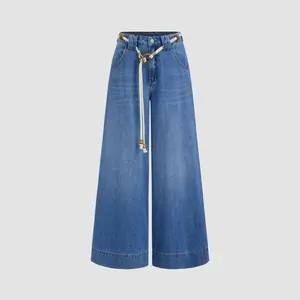 Cider [size 0-10] Denim Mid Rise Baggy Jeans With Beaded Rope