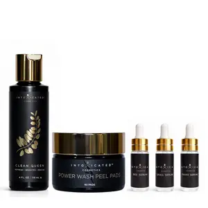 Intoxicated Cosmetics Discovery Set - Mini Serums Collection Bee Snake Snail 5mls Clean Queen Glycolic Cleanser Power Wash Peel Pads Skin Kit