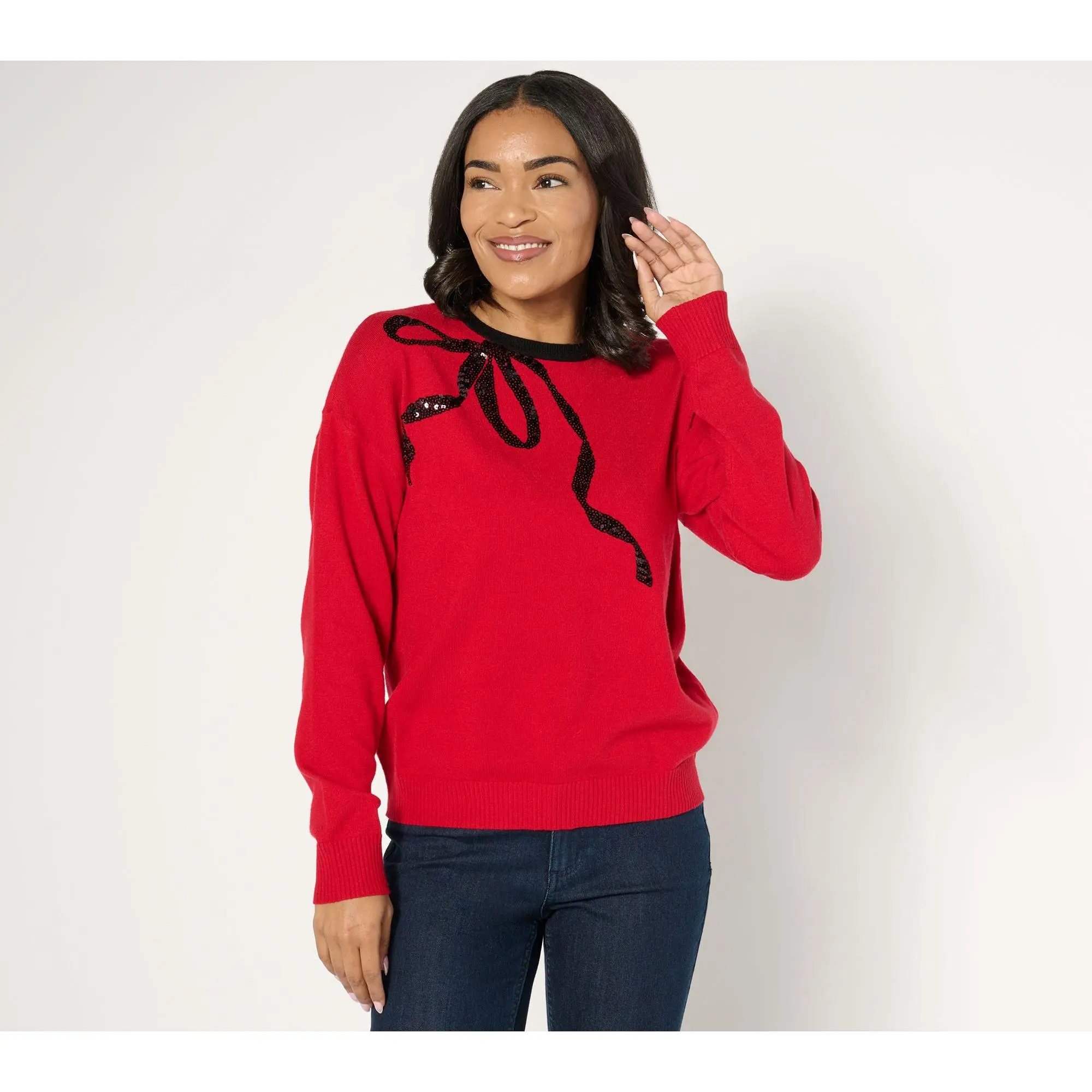 Isaac Mizrahi Live! Sequin Motif Pullover Sweater