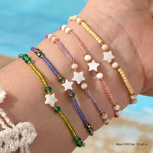 Bohemian-Style Starfish & Shell Bracelet — Cross-Border Bestseller | Fresh, Sophisticated, and Exquisite Seed Bead Wristlet for Women (Non-Fading)
