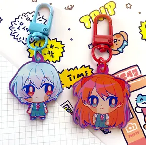 NEON GENESIS EVANGELION Kawaii Anime Keychain (Rei Ayanami & Asuka Langley)