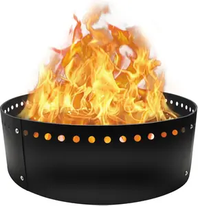 FEBTECH - 38" Smokeless Fire Ring - Carbon Steel Portable DIY Fire Pit Liner for Outdoor Fire Pits - Above or In-Ground Versatile Fire Ring Insert for Backyard Outdoor Camping Bonfires & Gatherings