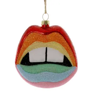 Cody Foster Glass Spectrum Lips Ornament