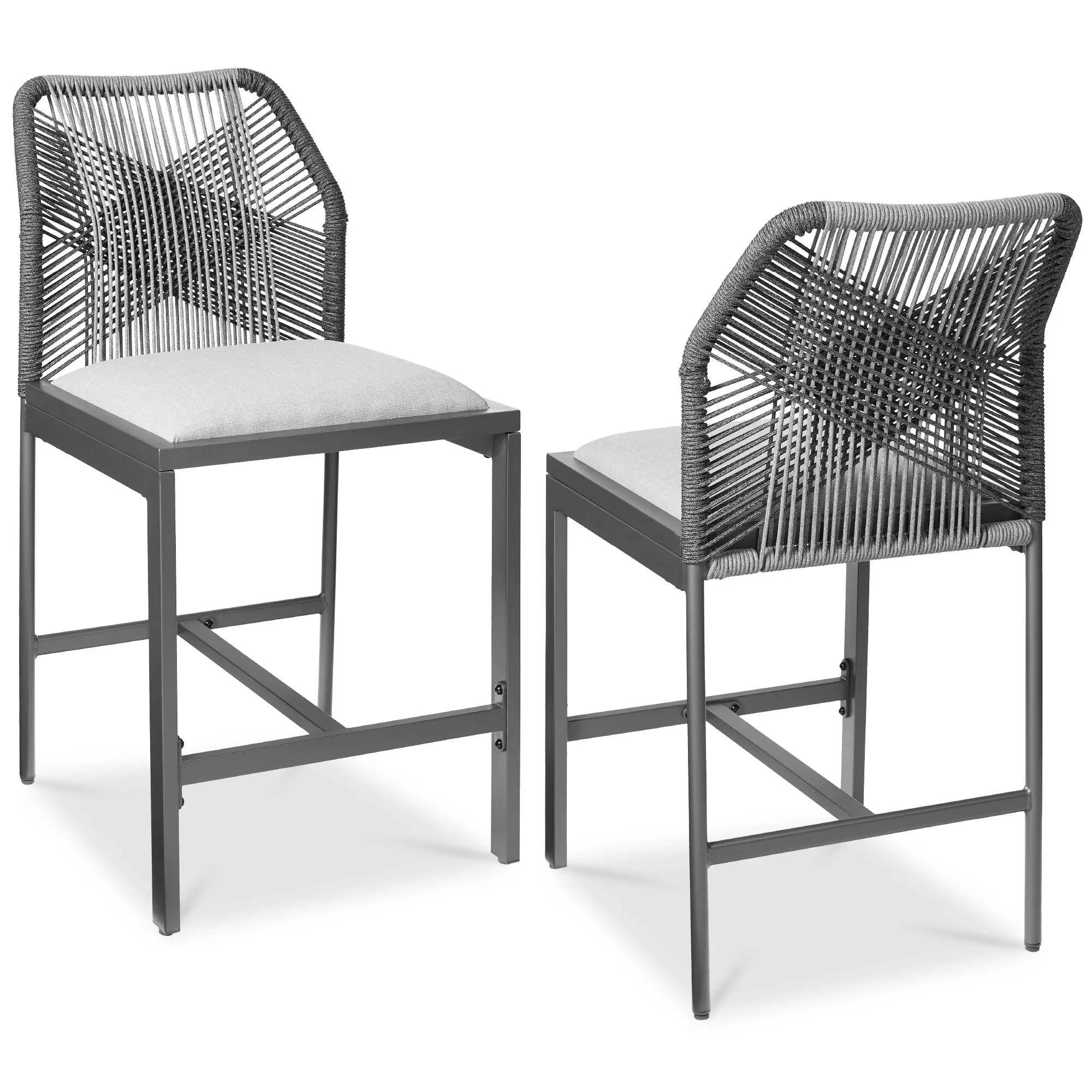 Best Choice Products Set of 2 Indoor Outdoor Counter Height Barstools w/ All-Weather Rope & Aluminum Best Choice Products Set of 2 Indoor Outdoor Counter Height Barstools w/ All-Weather Rope & Aluminum