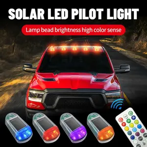 Solar LED Pilot Light 5pcs Solar Powered Wireless Truck Cab Lights with Remote Control Solar Panel Lithiumded Compatible with Pickup Trucks RV Cabins Ideal for Off Grid Construction Farming Camping Enhanced Night Visibility & Interior