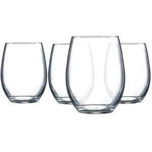 Beille 4pc Stemless Wine Glasses Kitchen Decor Entertaining Essentials, 21oz (Made in USA) Classic Drinkware