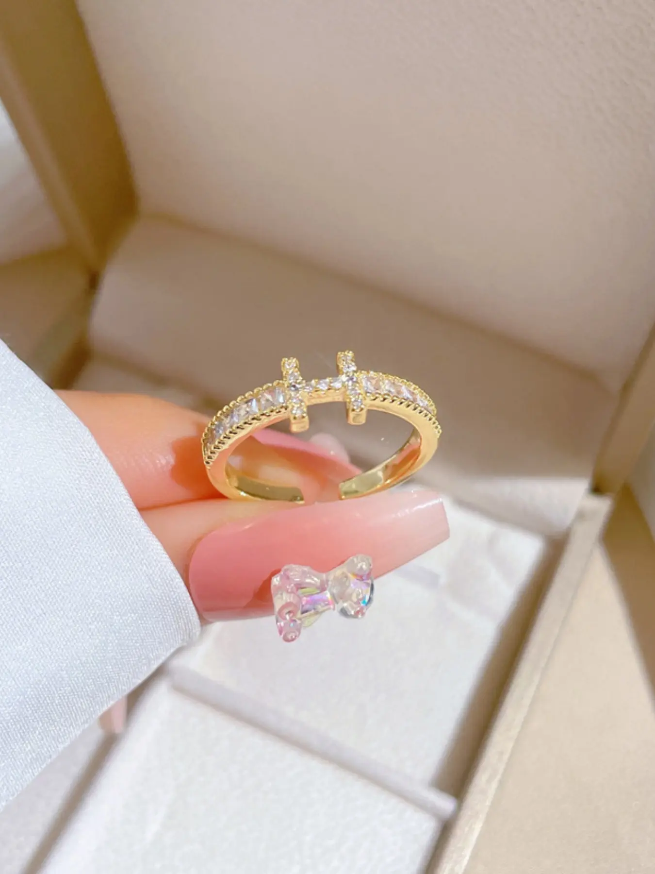 Elegant French Style Zircon H Letter Filigree Ring for Women, Unique Design High-End Luxury Open Adjustable Initial Rings Finger Ring, Elegant Fashion Rings