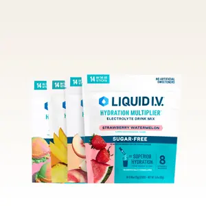 Liquid I.V. Hydration Multiplier Sugar-Free - Zero Sugar Splash Pack - Hydration Powder Packets | Electrolyte Powder Drink Mix | Convenient Single-Serving Sticks | Zero Sugar or Artificial Sweeteners | 4 Pack (56 Servings)