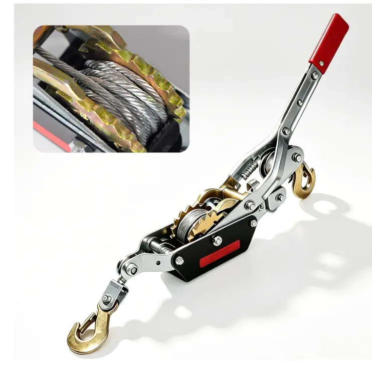 Come Along Winch, 4 Ton Pulling Capacity, 13 ft Galvanized Steel Cable Power Puller Tool with Dual Gears, Automotive Hoist Cable Puller Ideal for Vehicle Rescue , Fence, Farm, Construction