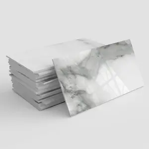 24/48/96 PCS TSF PVC+PET Crystal Foam Self Adhesive Film Tile Stickers White Grey Veined Marble Pattern Waterproof Oil-Proof for Kitchen Bathroom Floor Ceiling Tile Old Wood Home Decoration Decorative Stickers