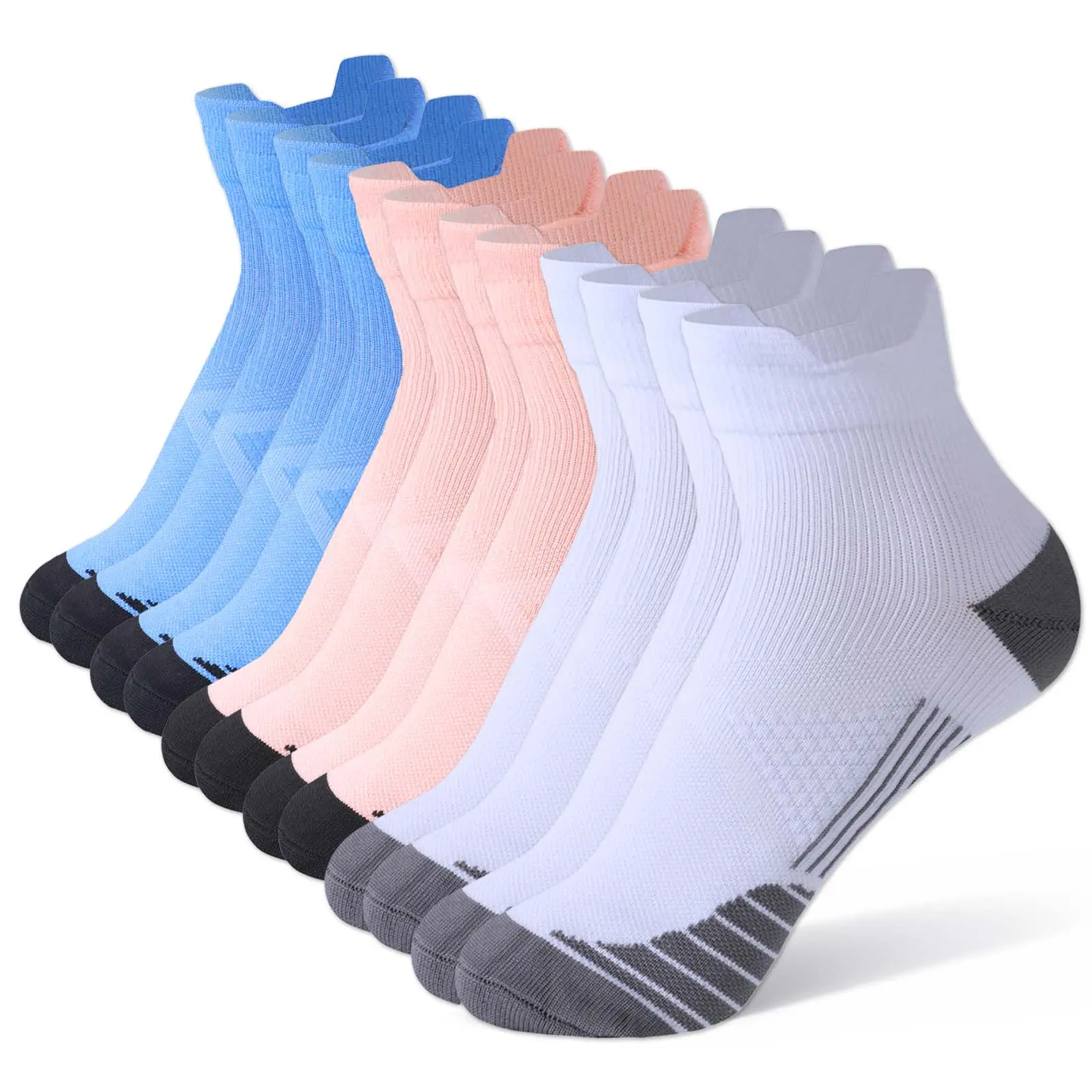Isunie 6 Pairs Ankle Compression Socks, Moisture-Wicking Cushioned,Soft & Breathable, Ankle Support Socks,Perfect for Running, Walking, Sports, and Everyday Use, Tubesocks