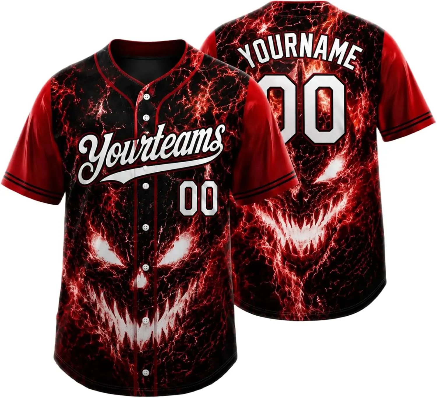 Polyester Unisex Customizable 2026 Horror-Themed Halloween Baseball Jersey - Personalized Name, Number, Logo Sports Uniform for Youth, Adults, Printed Logo