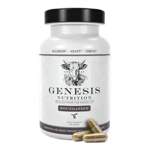 Genesis Nutrition Grass-Fed Beef Liver + Reishi, Cordyceps, Ginseng, Rhodiola - 4500mg for Immunity, Energy, Stress, Hormones, and Libido - Men and Women - Vitamins - 180 Capsules