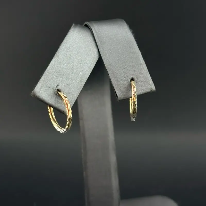 10k Gold Hoop Earrings, 3-Piece Dainty Set for Everyday Wear