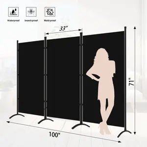 Grezone Room Dividers Folding Privacy Screens 3 Panel Partition Screen Steel Frame& Frabic Office Partition for Home Office Dorm Decor Modern Interior Apartment Roomdivider