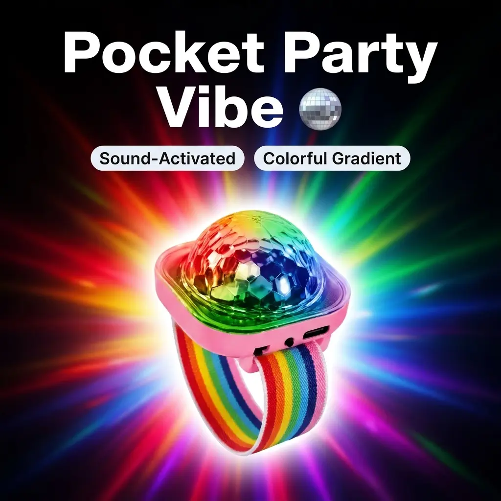 Hands-Free Disco Wrist Light，LED Wristband Light Color ChangingDisco Party Strobe Light - RechargeableRGB Color-Changing Strobe colorful Lamp for Kids Party& Events