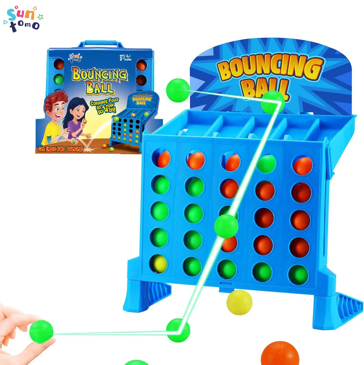Suntomo Bounce Balls Shots Game, Connect Four Jumping Ball Game, 4 In a Row Ball Bounce Game, Bounce Ball Game Family Party Games, Funny Ball Tabletop Game Toys for Adults and Kids ( Small )