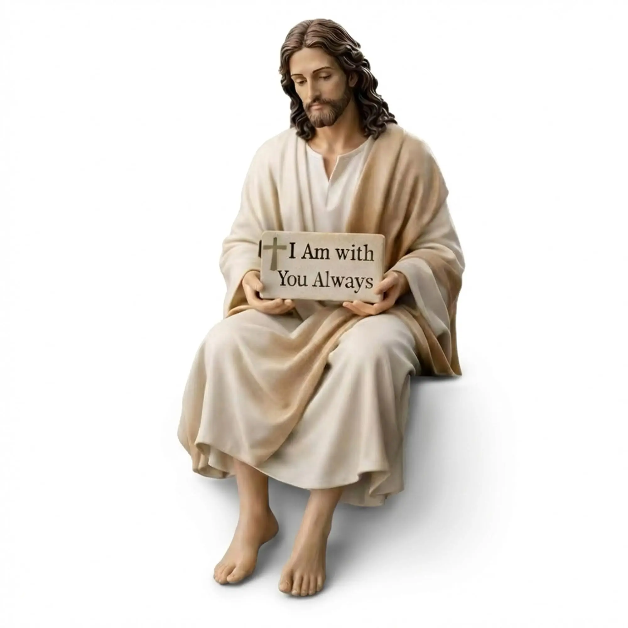 Jesus Small Statue with 'i Am Always with You' Scripture, Christian Home Decor, Religious Decoration, Inspirational Faith Gift for Prayer Room, Bedroom, Living Room, Church, Ornaments
