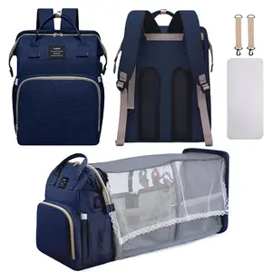 Multifunctional Baby Diaper Bag Backpack Large Capacity Travel Outdoor Diaper Changing Station for Boys Girls Mom Dad with Insulated Pocket and Strap
