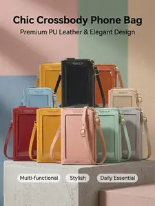 Women Touch Screen Phone PU Leather Crossbody Bag,RFID Blocking Wallet 2 In 1 Multi-functional Small Bag,For Women Daily Travel Commute Shopping,Mini Large Capacity Adjustable Strap Multi-card Slots Anti-theft