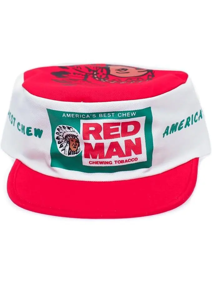 Red Man Painters Hat Redman Vintage 90s Cap Adult Unisex Snap Red/White