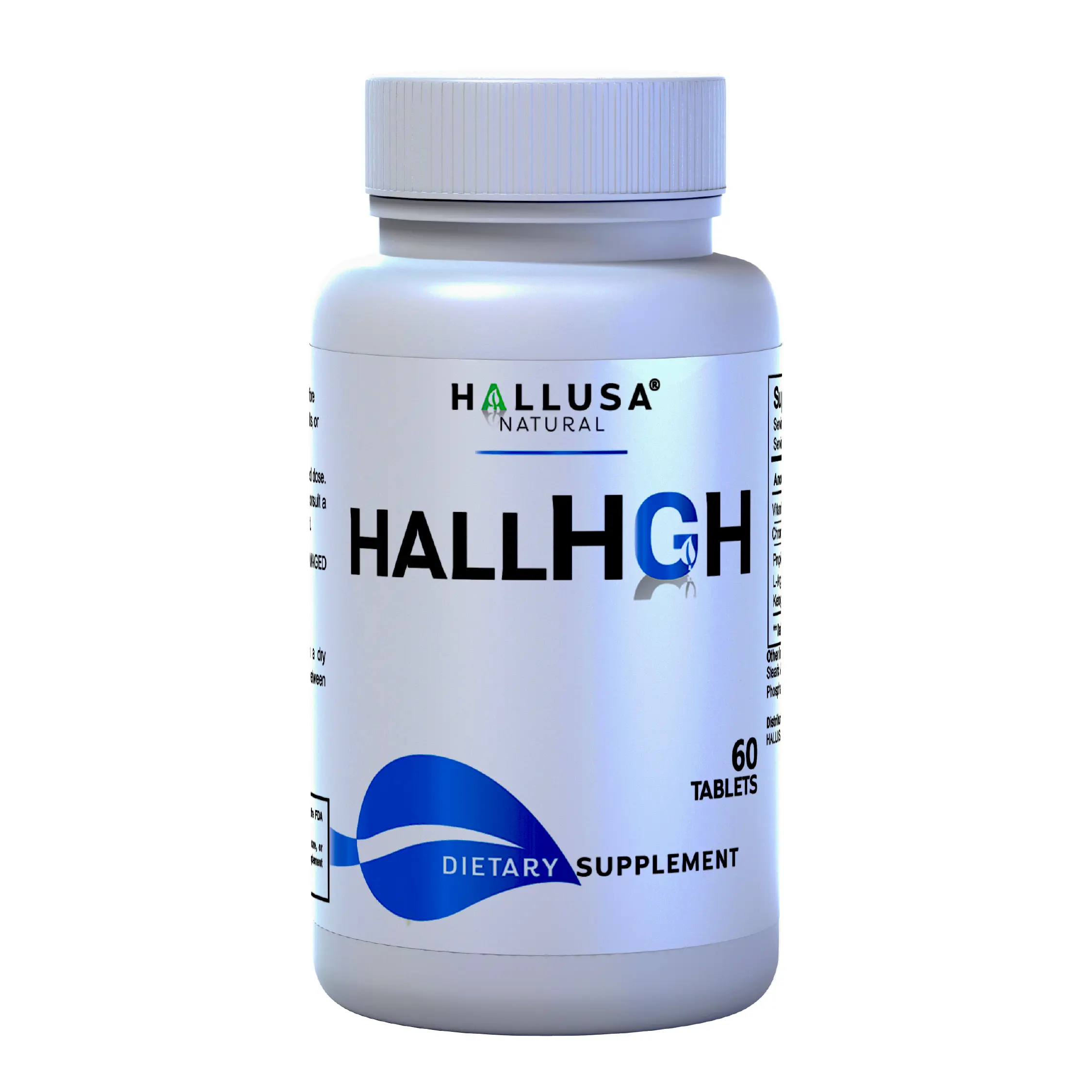 HALLUSA NATURAL HallHGH Complex Dietary Supplement - 60 Tablets with L-Arginine, Vitamin B3, OKG, Daily Supplemental Nutrition Support, Post-Workout Muscle & Energy Boost