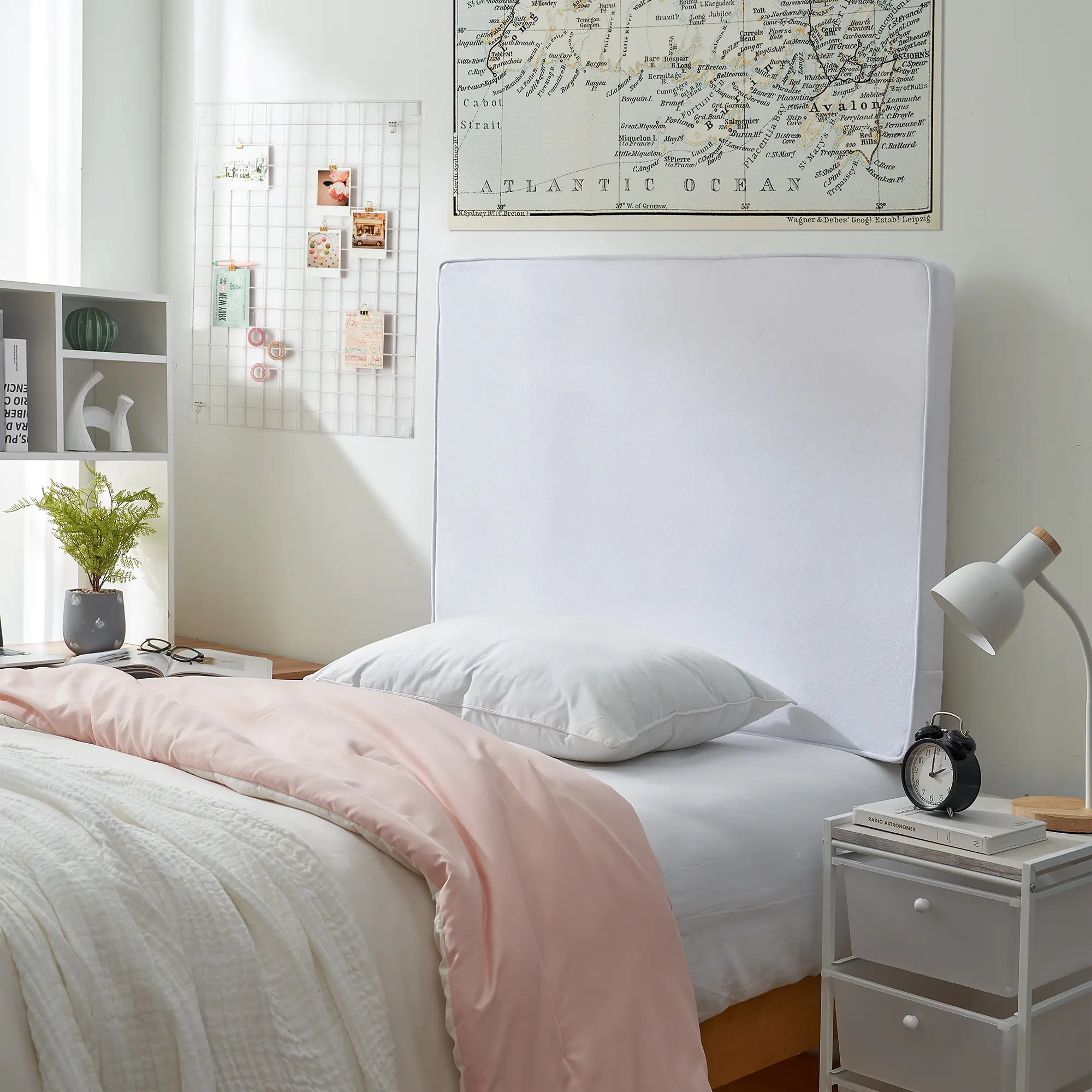 Rainha - Memory Foam Cushioned Dorm Headboard - White
