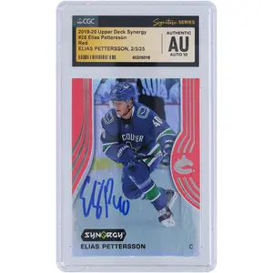Elias Pettersson Vancouver Canucks Autographed 2019-20 Upper Deck Synergy Red #28 CGC Fanatics Witnessed Authenticated Auto10 Card - Fanatics Authentic Certified