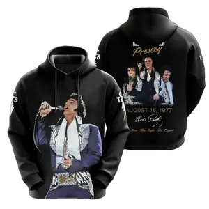 Elvis 3D Hoodie, King of Rock N Roll Tribute Sweatshirt, Vintage 70s Elvis Graphic Apparel, Music Legend Memorial Gift