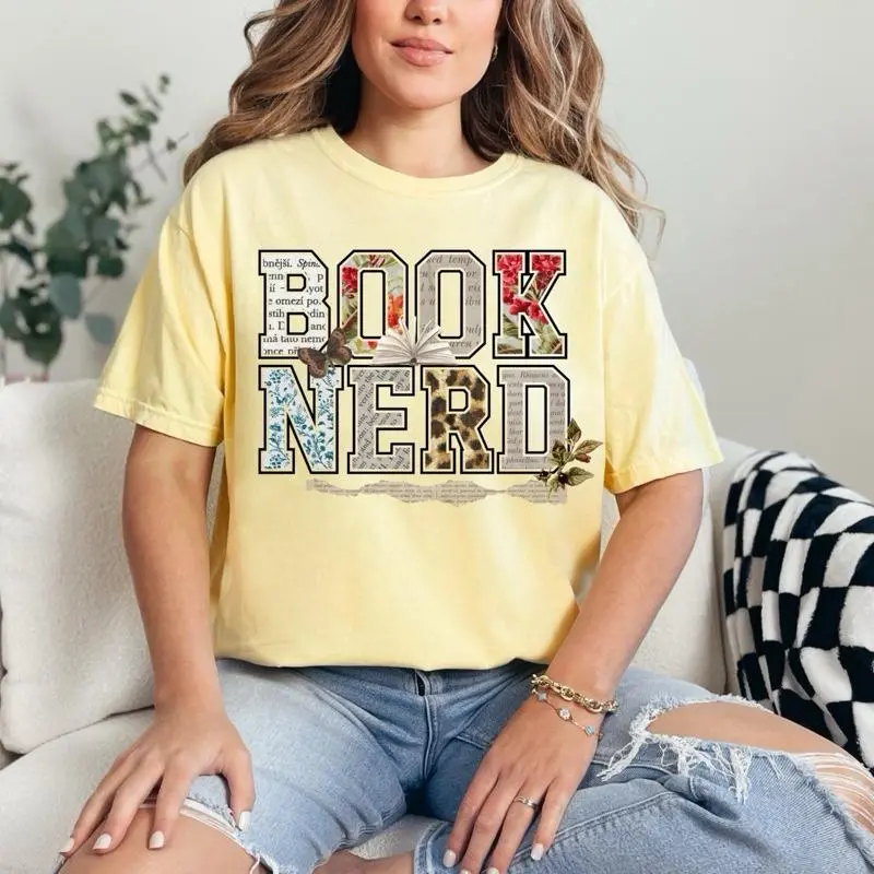 Book Nerd T-shirt Comfort Colors Summer Everyday Style Shirtsleeve love casual comfortable super soft relaxed fit unisex Sizing womenswear Streetwear  vintage Crewneck Printed Loose Graphic