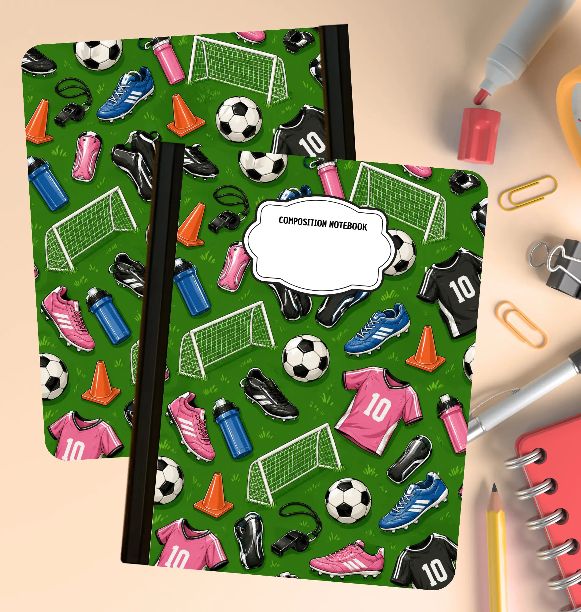 Composition Book - Soccer pink
