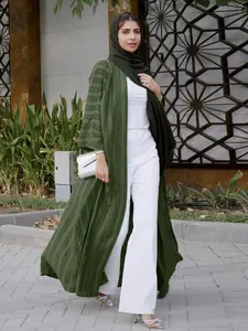 Women's Solid Long Sleeve Open Front Abaya, Elegant Casual Muslim Clothing for Daily Wear, Ladies Islamic Clothing for Spring & Fall, Modest Muslim Outfits