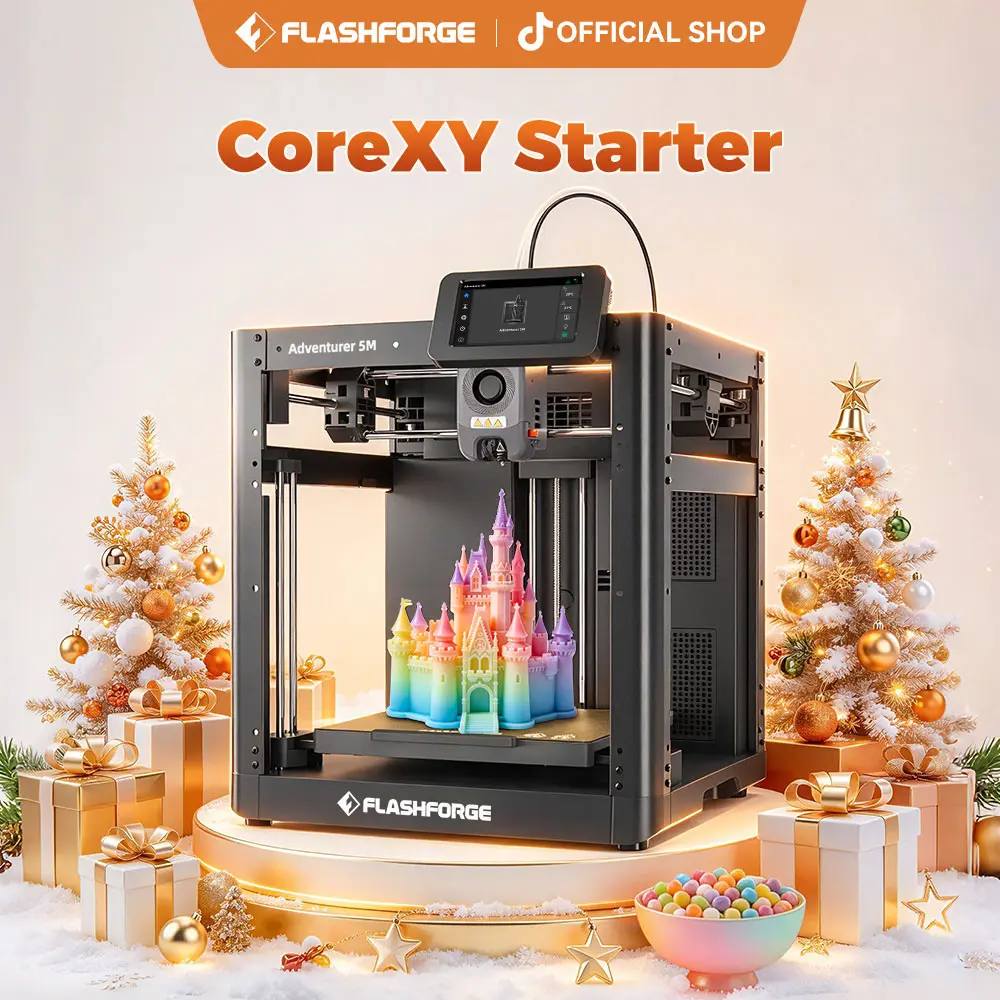 Flashforge AD5M 3D Printer for Beginners, 600mm/s High-Speed Stable Printing, Built-in Screen, Full-Auto 1-Click Leveling, 8.7x8.7x8.7in Build Volume, Quick-Release Nozzle, High-Quality Model Support, TikTok Shop Back to School,techvibes