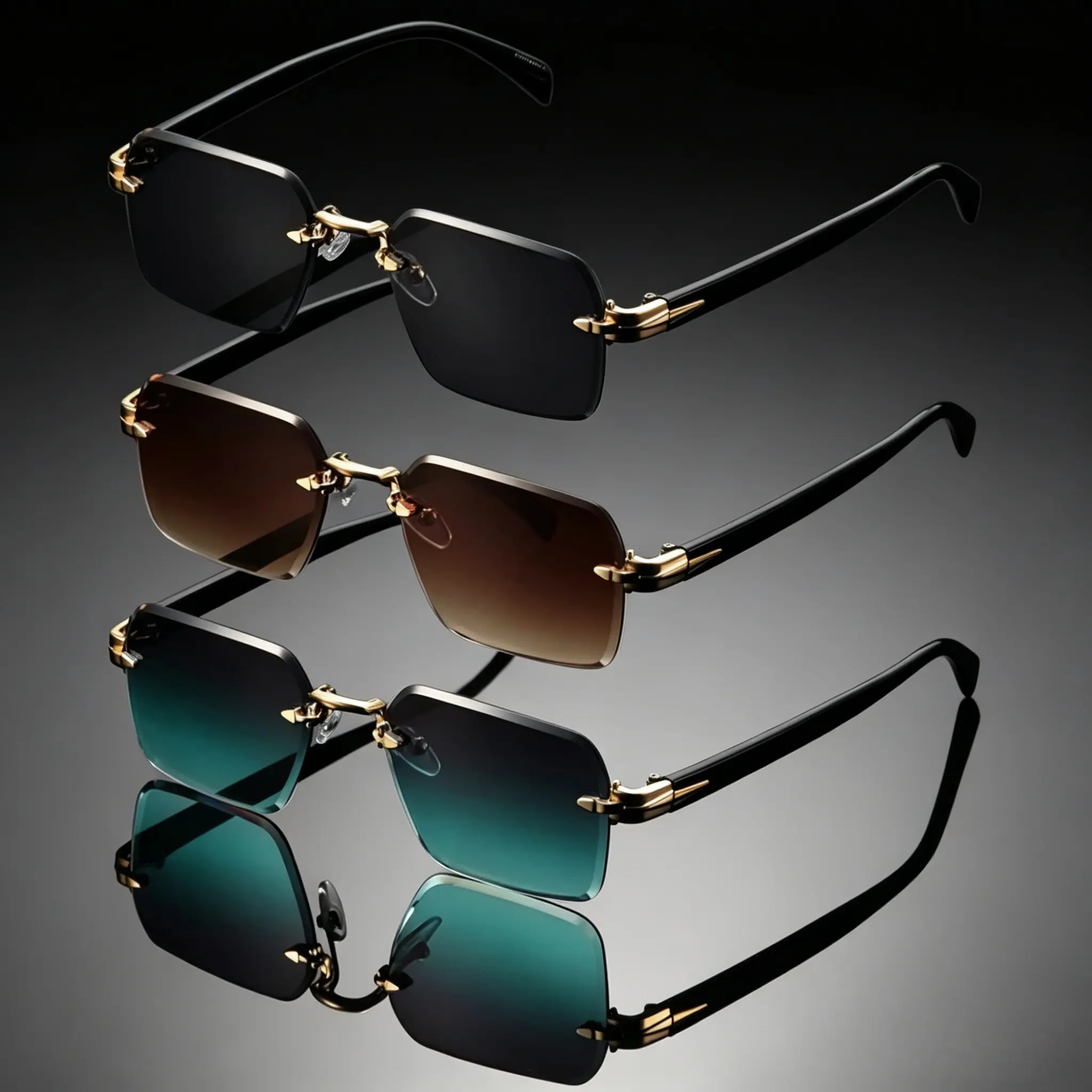 Vintage Square Rimless Stylish Sunglasses for Men & Women, Unisex Fashion Glasses with Rubber Frame, Classic Casual Shades for Outdoor Use, Unisex Style, Easy To Pair, Men's Accessories, Vintage Trendy Sunglasses, Men's Sunglasses