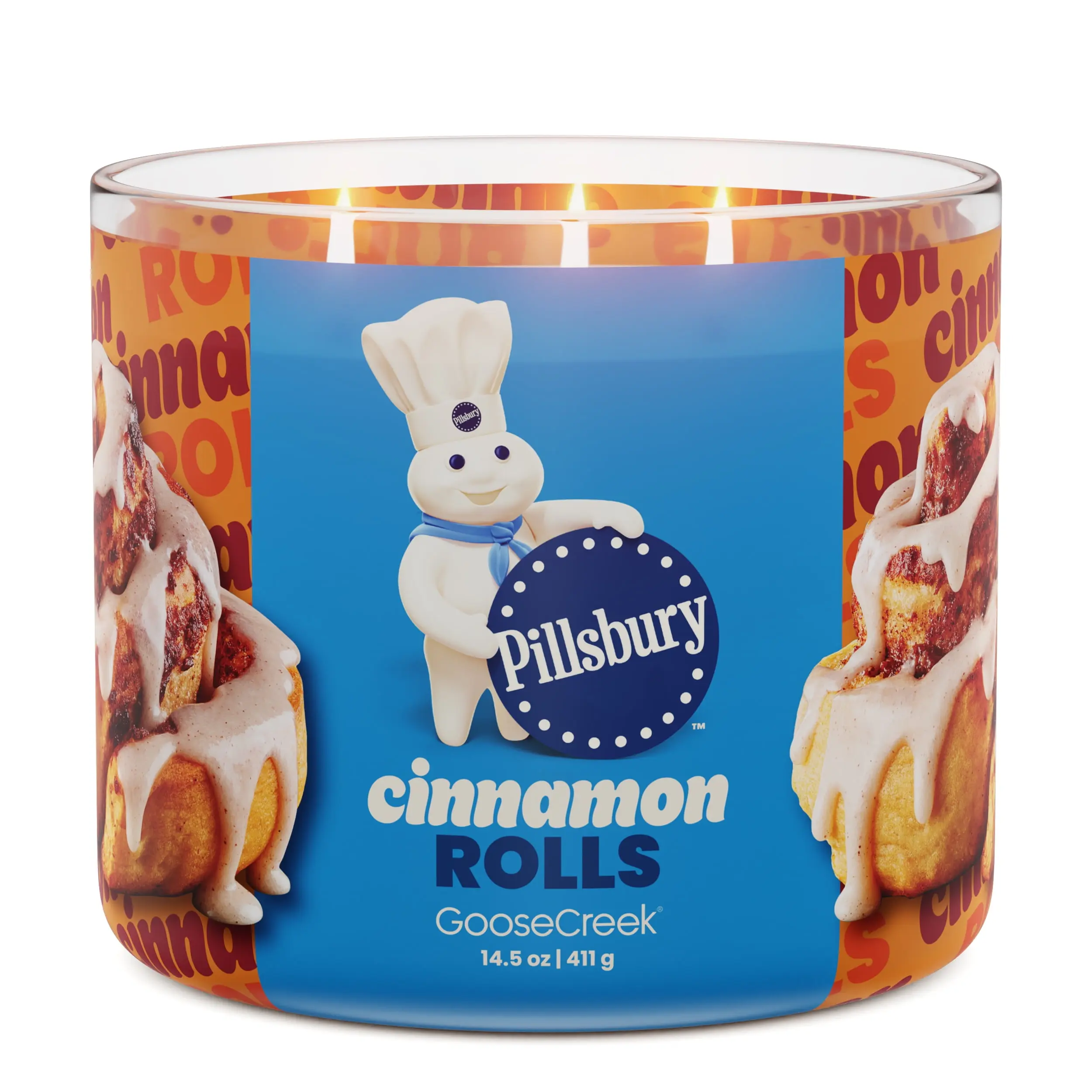 Goose Creek 3-Wick Pillsbury Cinnamon Rolls Scented Jar Candle, 14.5oz. Goose Creek 3-Wick Pillsbury Cinnamon Rolls Scented Jar Candle, 14.5oz.