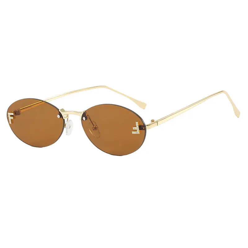 Fashion Sunglasses Rimless Oval Sunglasses For Women Y2K Vintage Metal Frame UV400 Protection Trendy Streetwear Shades Multiple Colors Eyewear