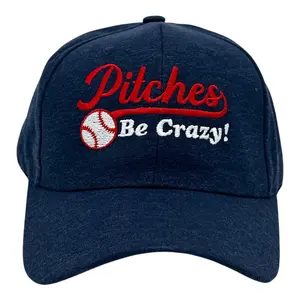 Pitches Be Crazy Hat Funny Sarcastic Baseball Graphic Novelty Cap Funny Hats Sarcastic  Funny Baseball  Novelty Caps for Men Navy - Standard