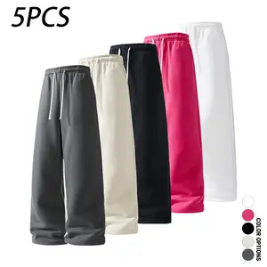 Available in packs of 5 or 4; men’s casual minimalist long pants for spring and autumn, drawstring elastic waistband sweatpants; versatile everyday athletic fitness loose-fit casual long pants.