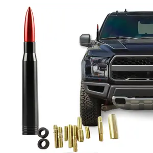 Red Universal Bullet Antenna with Gold Hardware for Ford Dodge Chevrolet Jeep Toyota Truck