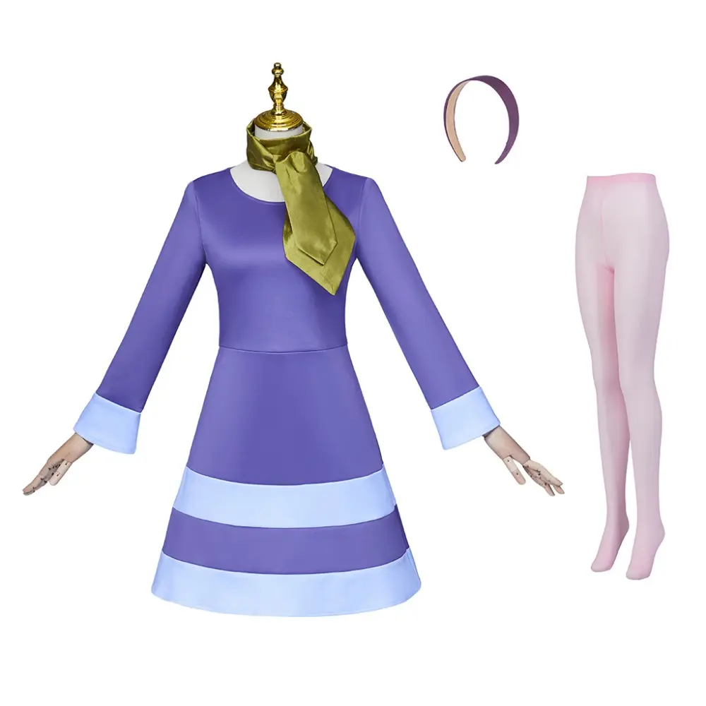 Women's Purple Daphne Fantasy Character Costume Dress - Long-Sleeve, Bodycon, Polyester Fabric, Low Iron, Refined Stitching, Flat, Elegant, for Role-Play Halloween Themed Parties, 3XL, Hand Wash